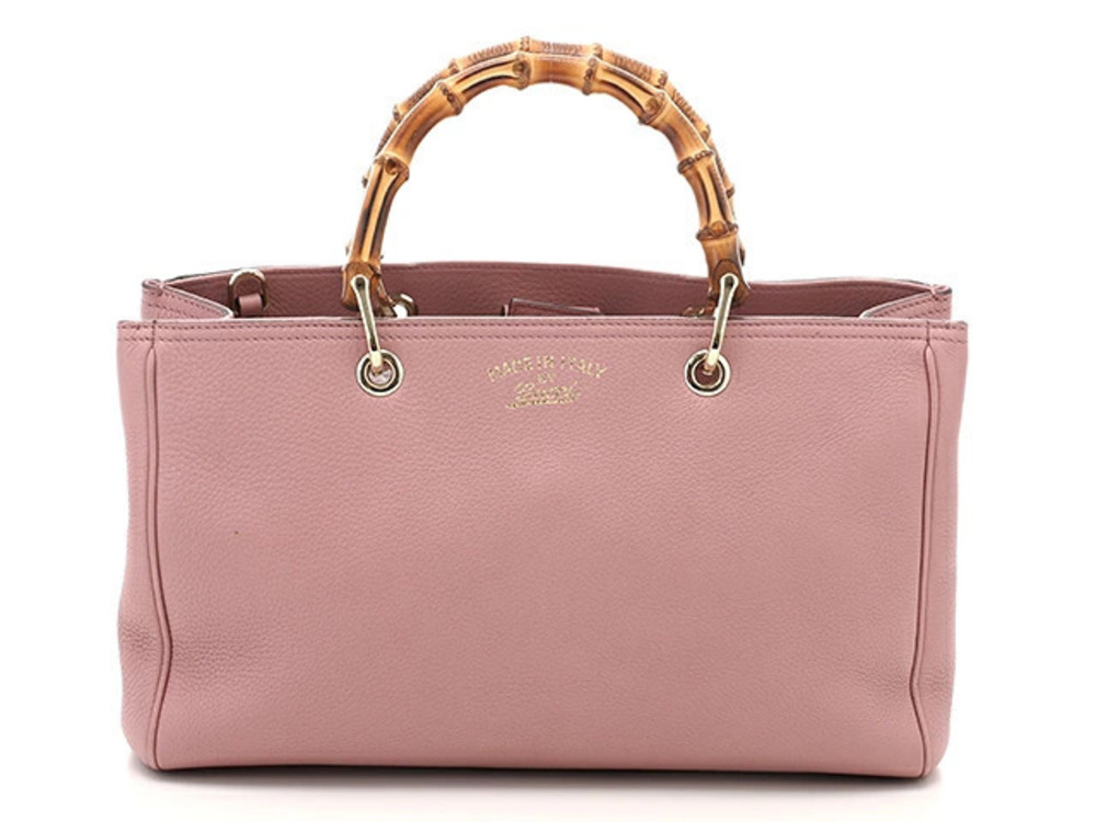 Gucci Bamboo Handbag Pink Calfskin